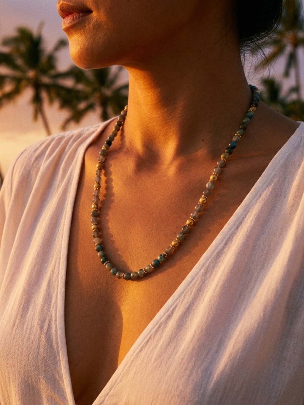 Altius Opal and Moonstone Necklace - Gold Accents - 23"